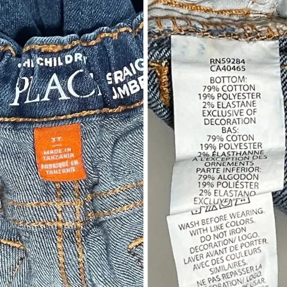 The Children’s Place Boys’ Straight Leg Denim Jeans - Size 3T - Adjustable Waist